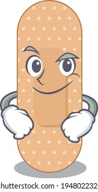 A cute caricature picture of standard bandage having confident gesture. Vector illustration
