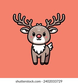 Cute caricature of Rudolph the reindeer. christmas illustration