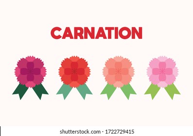 Cute carnation decoration illustration. Vector design.