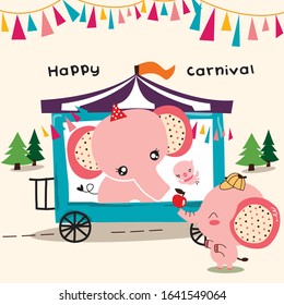 cute carnival show with doodle vector