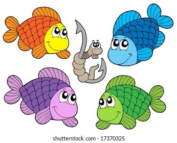 Cute carp collection - vector illustration.