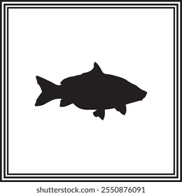 Cute carp fish silhouette illustration.