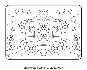 Cute carriage coloring page illustration