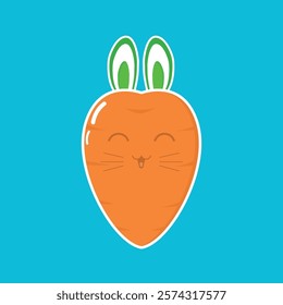 Cute Carrot with Bunny Face Illustration