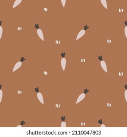 Cute Carrot Bunny Pattern, sandy background for kids clothes design print textile design