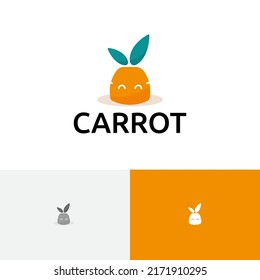 Cute Carrot Bunny Rabbit Vegetable Food Animal Logo