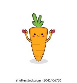 Cute carrot cartoon character spreading love