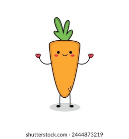 Cute carrot cartoon character spreading love doodle