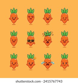 cute carrot cartoon character vector illustration.