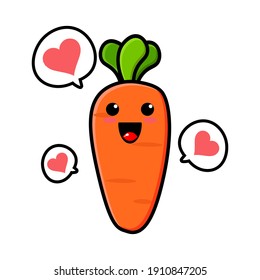 cute carrot cartoon mascot character funny expression fall in love 