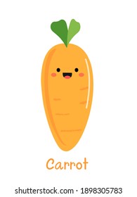 cute carrot cartoon on white background vector illustration.
