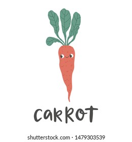 Cute carrot. Cartoon style vector illustration.