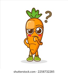 Cute carrot character confused with question