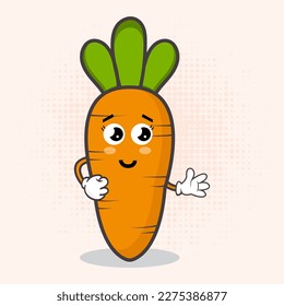 Cute Carrot Character is an endearing vegetable mascot design featuring a charming carrot character that's perfect for a variety of applications