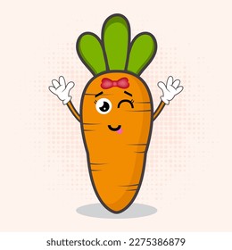 Cute Carrot Character is an endearing vegetable mascot design featuring a charming carrot character that's perfect for a variety of applications