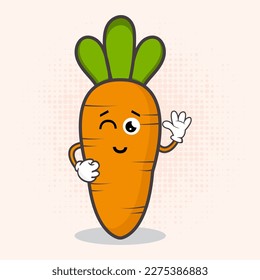 Cute Carrot Character is an endearing vegetable mascot design featuring a charming carrot character that's perfect for a variety of applications