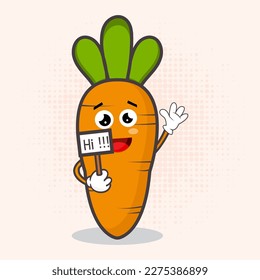 Cute Carrot Character is an endearing vegetable mascot design featuring a charming carrot character that's perfect for a variety of applications