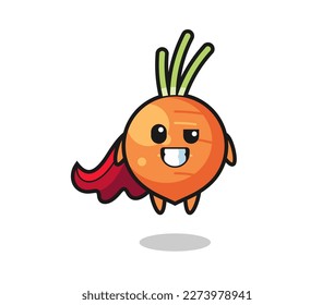 the cute carrot character as a flying superhero , cute style design for t shirt, sticker, logo element