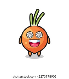 cute carrot character with hypnotized eyes , cute style design for t shirt, sticker, logo element