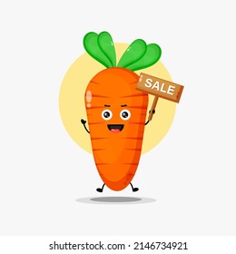 Cute carrot character with sale sign