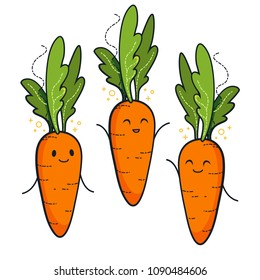 Cute Carrot Characters. Vector Set