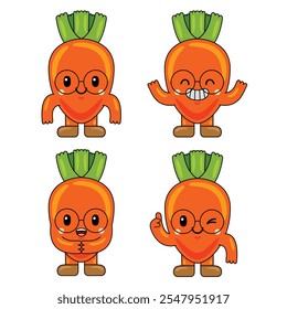 Cute Carrot Fruit Character Mascot Illustration