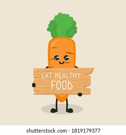 Cute carrot healthy vegetable mascot design illustration