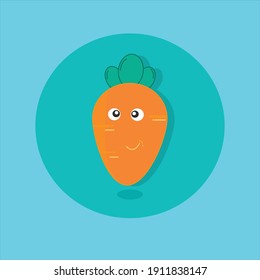 Cute Carrot Icon Vector Design, cute carrot cartoon illustration, can also be for kids book design
