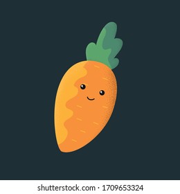 Cute Carrot Illustration with Grain Texture.