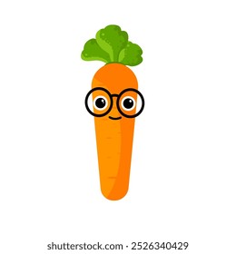 cute carrot with kawaii glasses - vector illustration