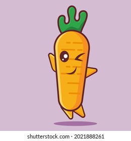 cute carrot mascot feeling happy isolated vector illustration 