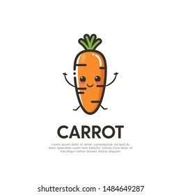 Cute Carrot Mascot Logo Design Vector