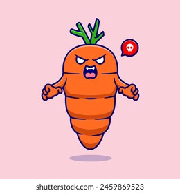 Cute Carrot Monster Cartoon Vector Icon Illustration. Food Holiday Icon Concept Isolated Premium Vector. Flat Cartoon Style