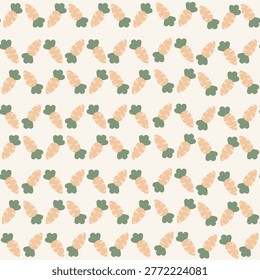 Cute carrot pattern seamless for a vegetable background. Carrot vector pattern easter for wallpaper, clothing, wrapping, fabric, stationery, and phone cases.