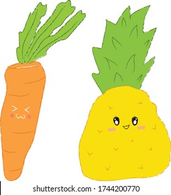 Cute Carrot and Pinapple illustration