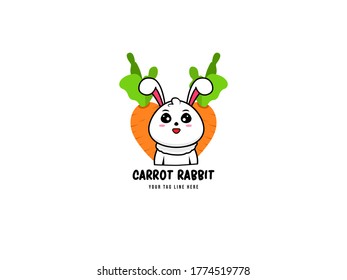 Cute Carrot rabbit logo concept. Logo With Concept Carrot and rabbit. Suitable for Creative Industries, Company, Multimedia, Entertainment, Education, Shop and other related business.