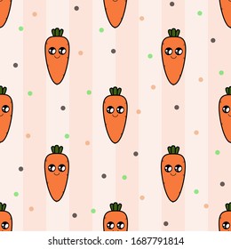 Cute carrot seamless pattern for textile, wrapping, wallpapers, etc.  Vector illustration.