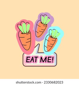 Cute carrot vector healthy carrots with a text box eat me! carrot cartoon illustration
