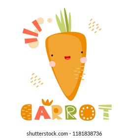 Cute carrot vector illustration. Vector design for kids t shirts, cards