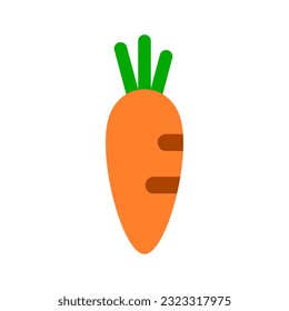 Cute carrot vegetable on white background flat vector design.