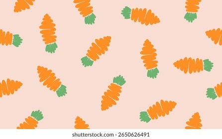 Design de vetor de fundo de padrão de legumes de cenoura bonito