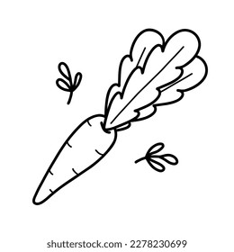 Cute zanahorias doodle Dibujo de Pascua para niños.