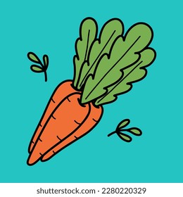 Cute carrots doodle Easter illustration for children.