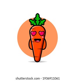 cute carrots with a gaze of love design mascot kawaii