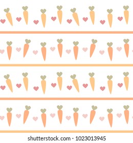 cute carrots and hearts seamless vector pattern background illustration 
