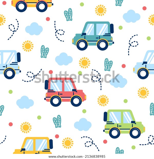 Cute cars cartoon pattern\
designs