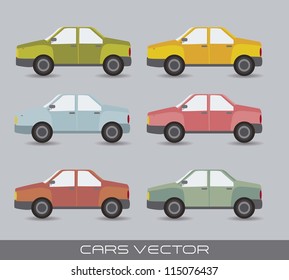 cute cars over gray background, vintage style. vector illustration