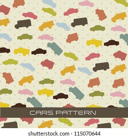 cute cars pattern, vintage style. vector illustration