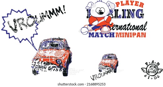 cute cars vectorial drawing pattern study is designed for t-shirts on a white background.eps