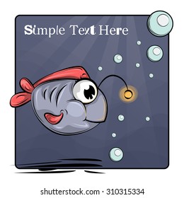 cute cart with place for text. Fish and bublles